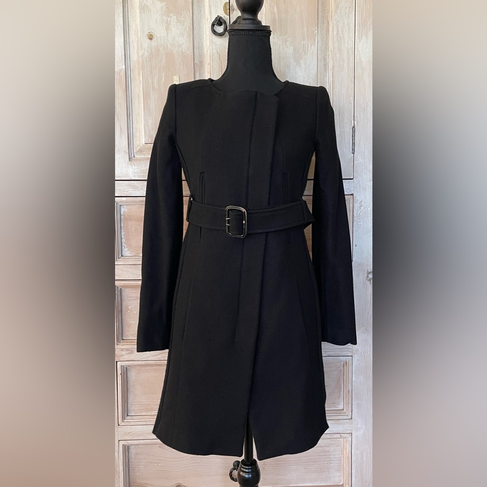 Pinko Classic Black Belted Pea Coat